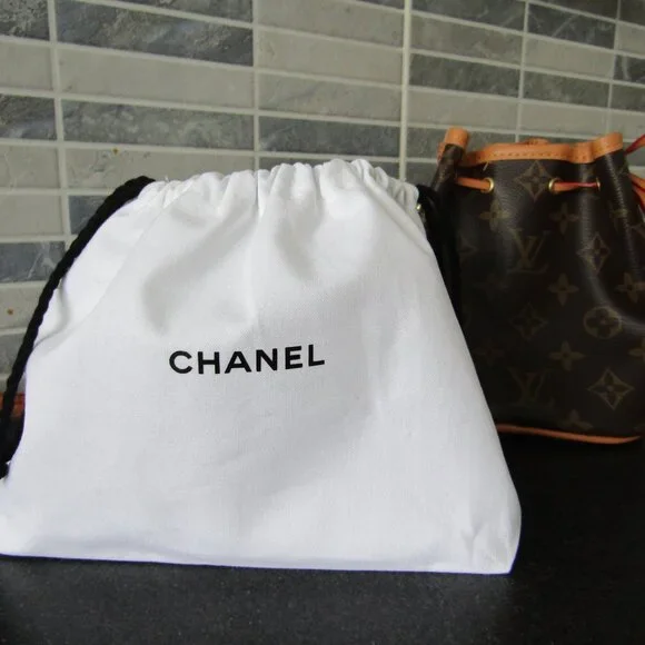 Authentic Chanel Drawstring Pouch + Free Bag - Picture 5 of 6